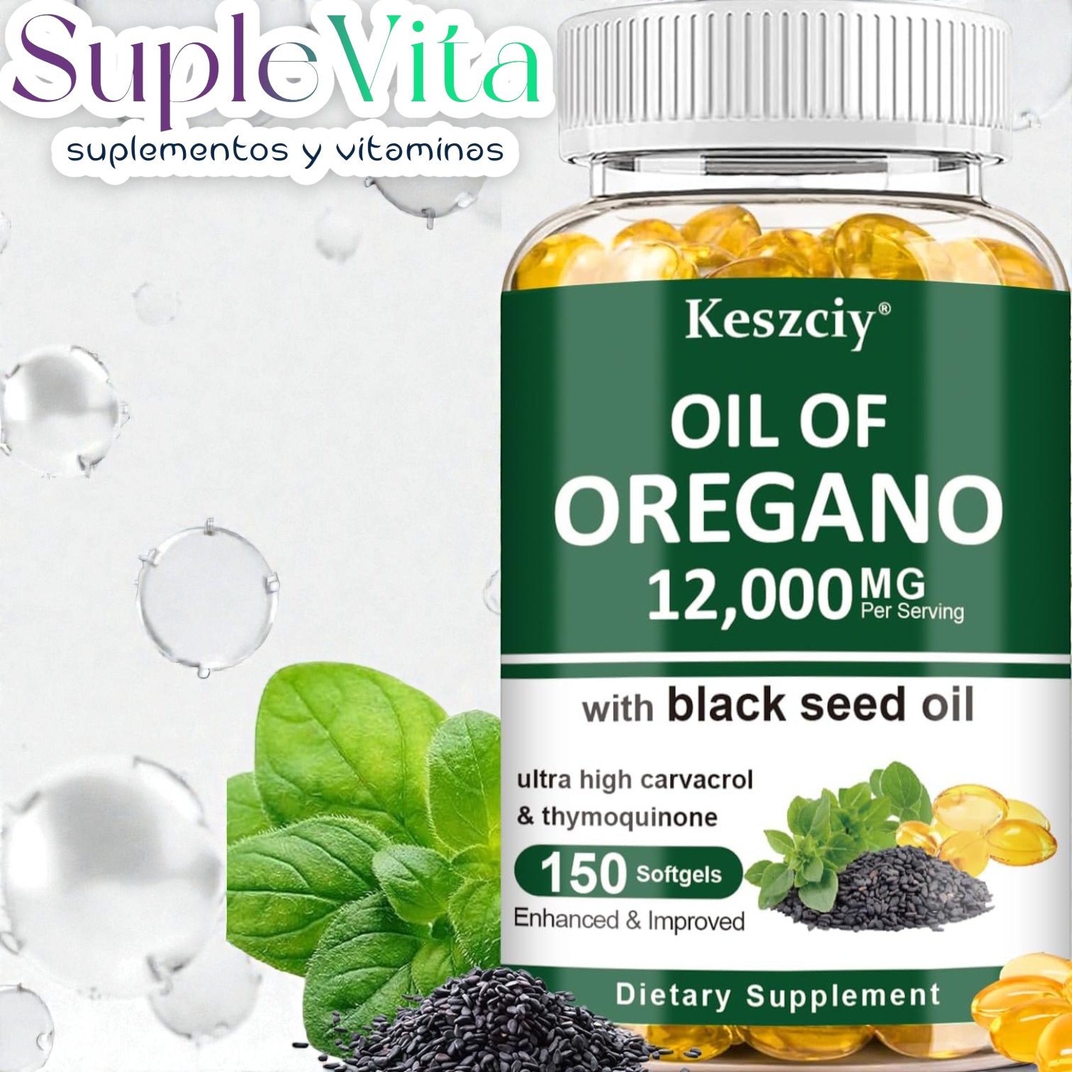 Aceite de orégano y semilla negra 12000MG Cápsulas